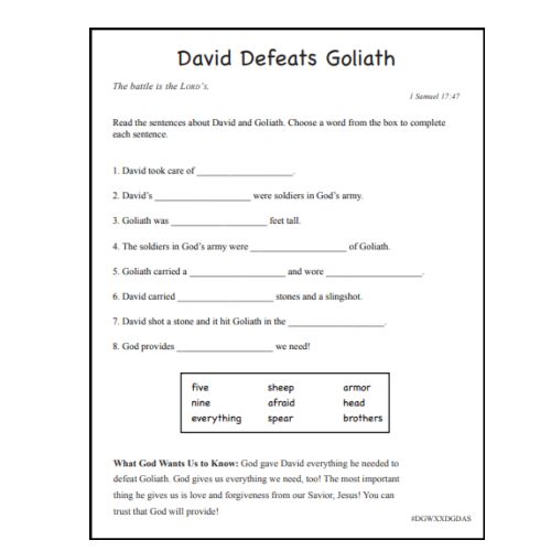 David Fights Goliath Activity Page